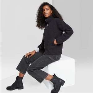 Wild Fable Black Quilted Jacket Large